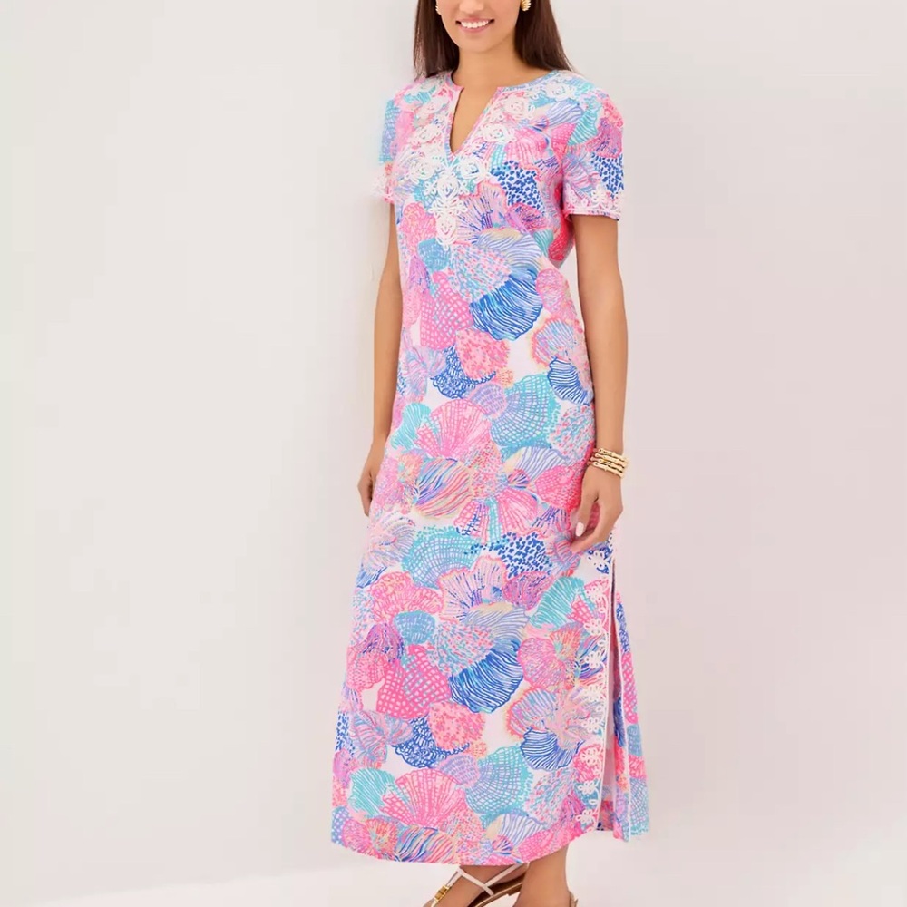 NWT Lilly Pulitzer 14 ARIELLA LINEN MAXI 👗 “Roar Of The Seas” MSRP $298